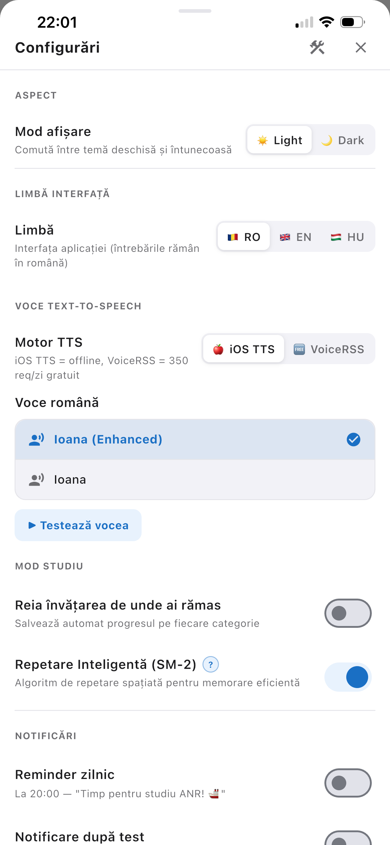 Configurări — Personalizare completă