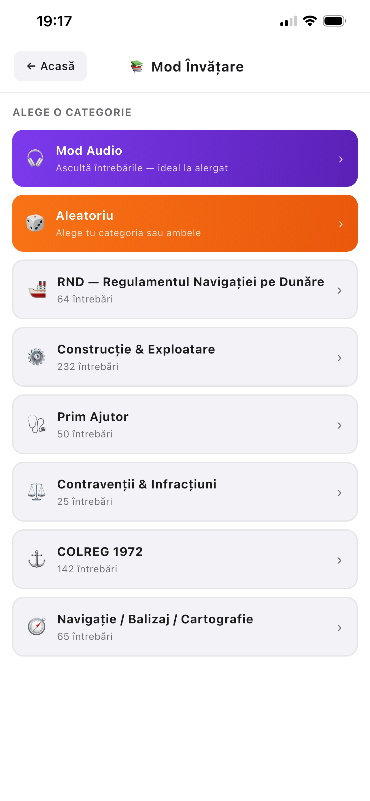 Mod Învățare — Categorii